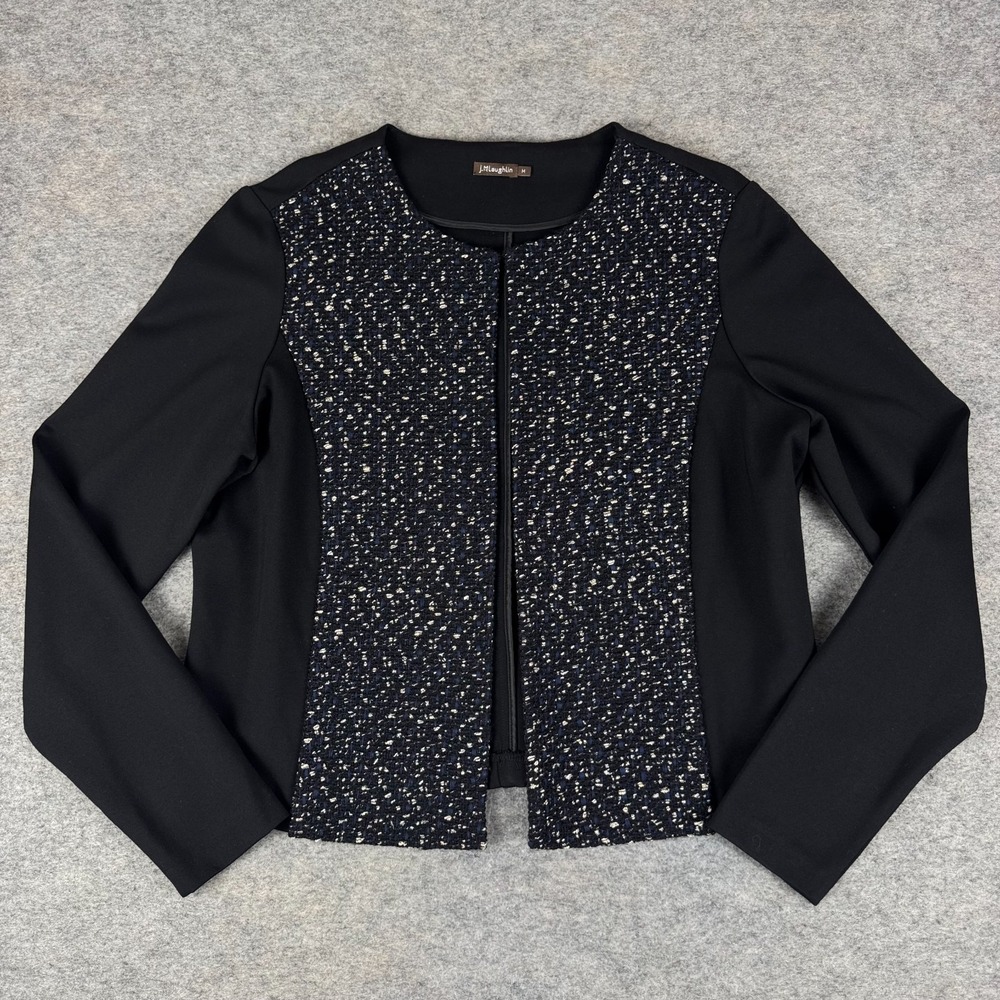 J McLaughlin Iris Jacket Tweed Front‎ Black Womens Medium M